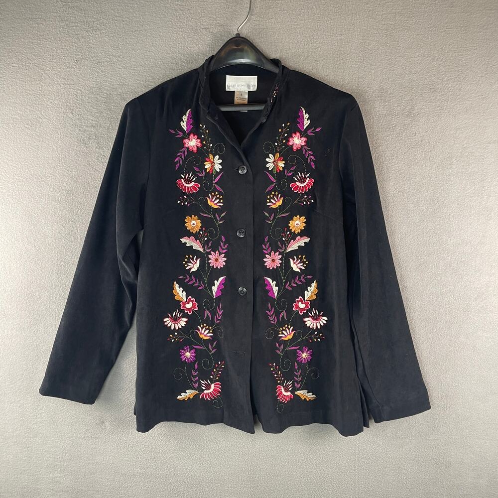 Susan Graver Style Black Embroidered Jacket Women's Size Small